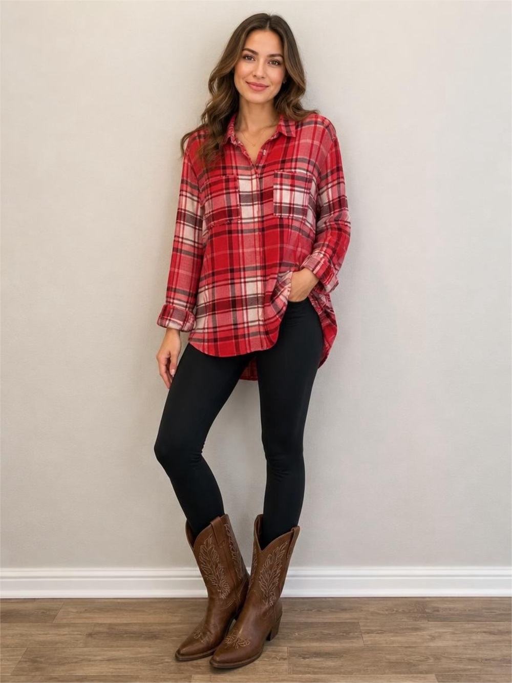 Pilcro Anthropologie Red Plaid Button-Down Shirt Oversized Sz M soft